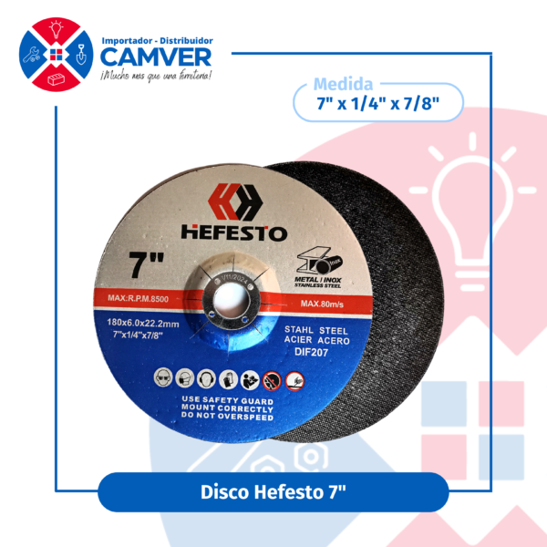 Disco de desbaste 7″ x 7/8″ Hefesto