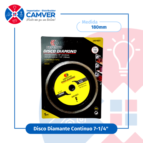 Disco diamantado continuo 7″x 1/4″ Hefesto