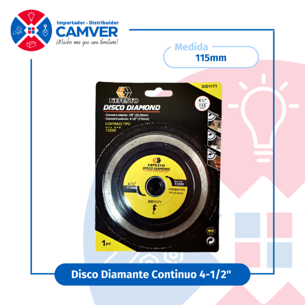 Disco diamantado continuo 4 1/2″ Hefesto